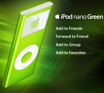 Green iPod nano on MySpace